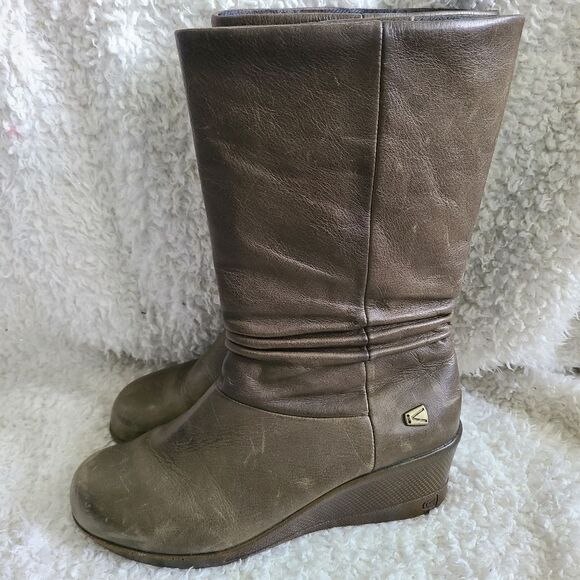 Keen Kate Slouch Mid Calf Boots Olive Mossy Green - Picture 3 of 8